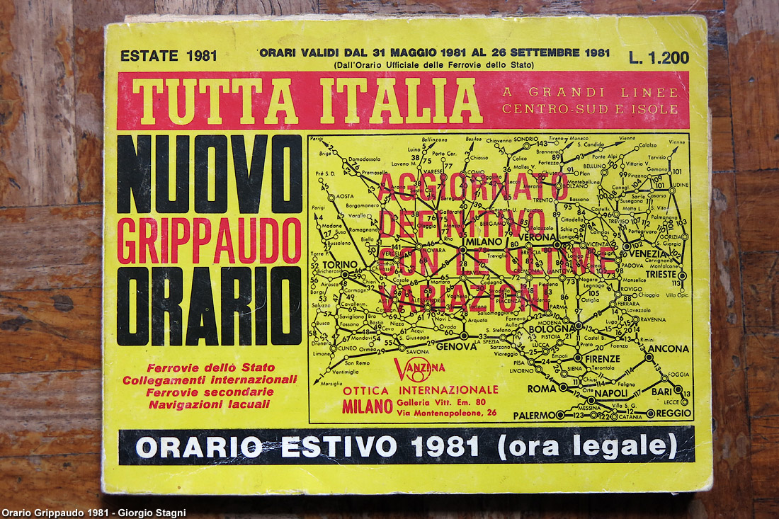 L'orario ferroviario Grippaudo - Orario 1981.