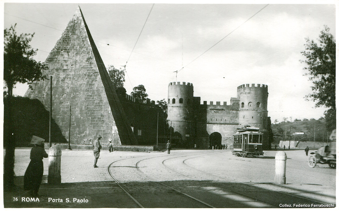 Cartoline di tram romani - Porta S.Paolo.