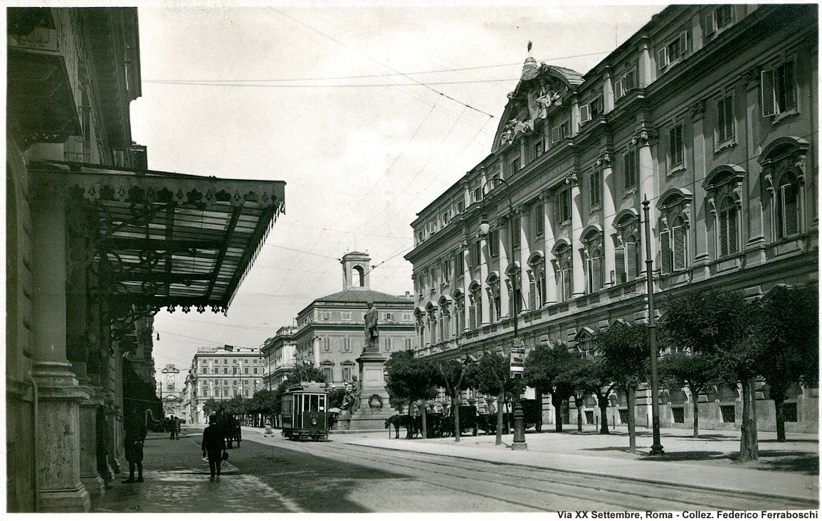 Cartoline di tram romani - Via XX Settembre.