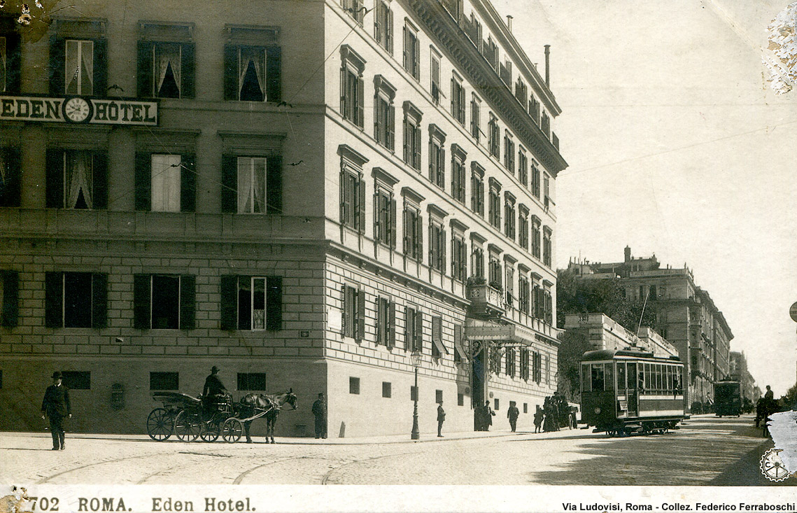 Cartoline di tram romani - Via Ludovisi.