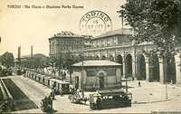 Tram a vapore in cartolina - Torino, via Nizza.