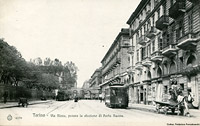 Tram a vapore in cartolina - Torino, via Nizza.