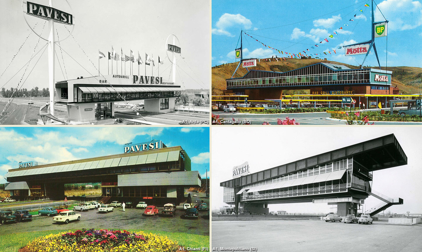 Gli autogrill - A1 Arda, Cantagallo, Chianti, Montepulciano.