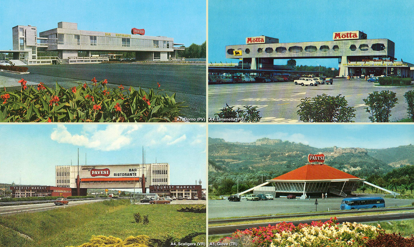 Gli autogrill - A7 Dorno, A4 Limenella e Scaligera, A1 Giove.