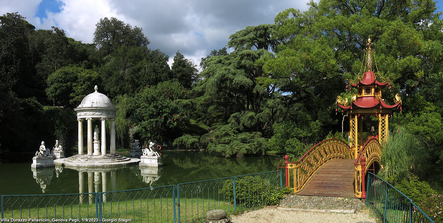 Villa Durazzo-Pallavicini - Tempio di Diana e Ponte Cinese.