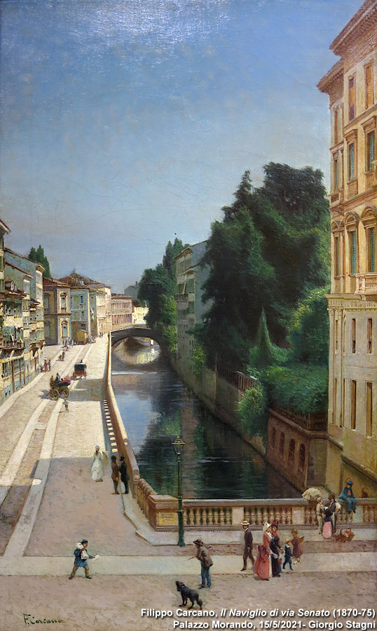 Milano nelle vedute ottocentesche - Il Naviglio di via Senato.