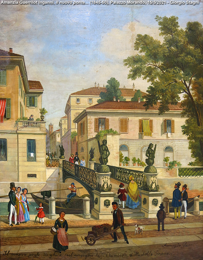 Milano nelle vedute ottocentesche - Il nuovo ponte sul Naviglio di S. Damiano detto delle Sirene.