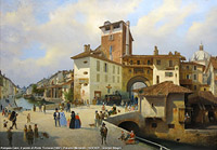 Milano nelle vedute ottocentesche - Il ponte di Porta Ticinese.