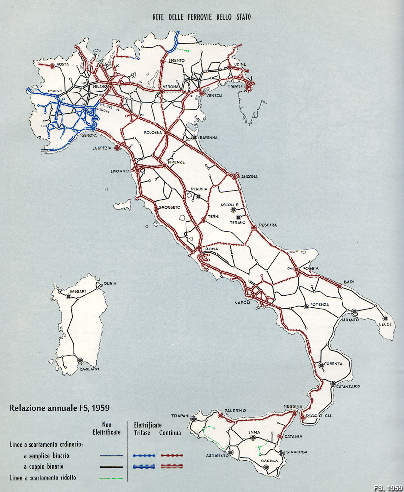 Rete FS dalla Relazione annuale del 1959 - Rete FS, 1959.