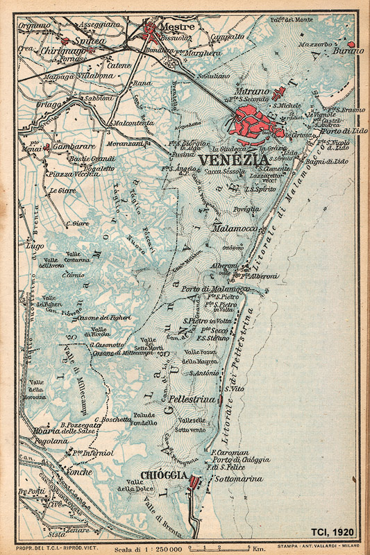 Citt italiane, anni '20 - Venezia (laguna) - TCI, Guida d'Italia, 1920.