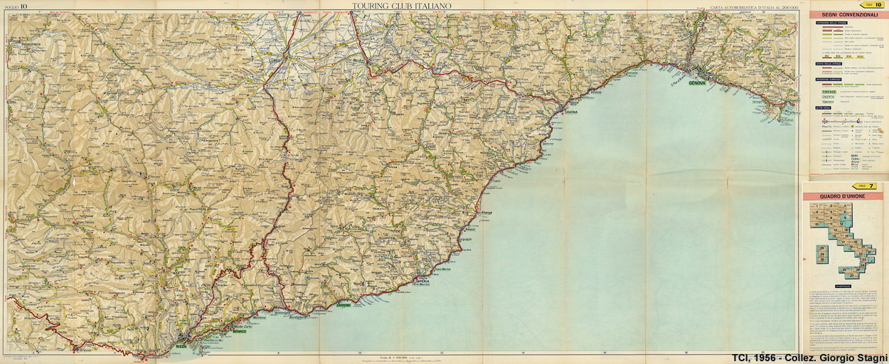 Le carte 1:200.000 - Foglio 10 - TCI, Carta automobilistica 1:200.000, 1956.