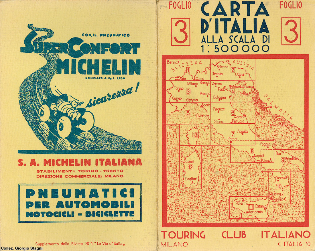 Altre carte e guide - Italia - TCI, Carta stradale 1:500.000, c.1932, frontespizio.