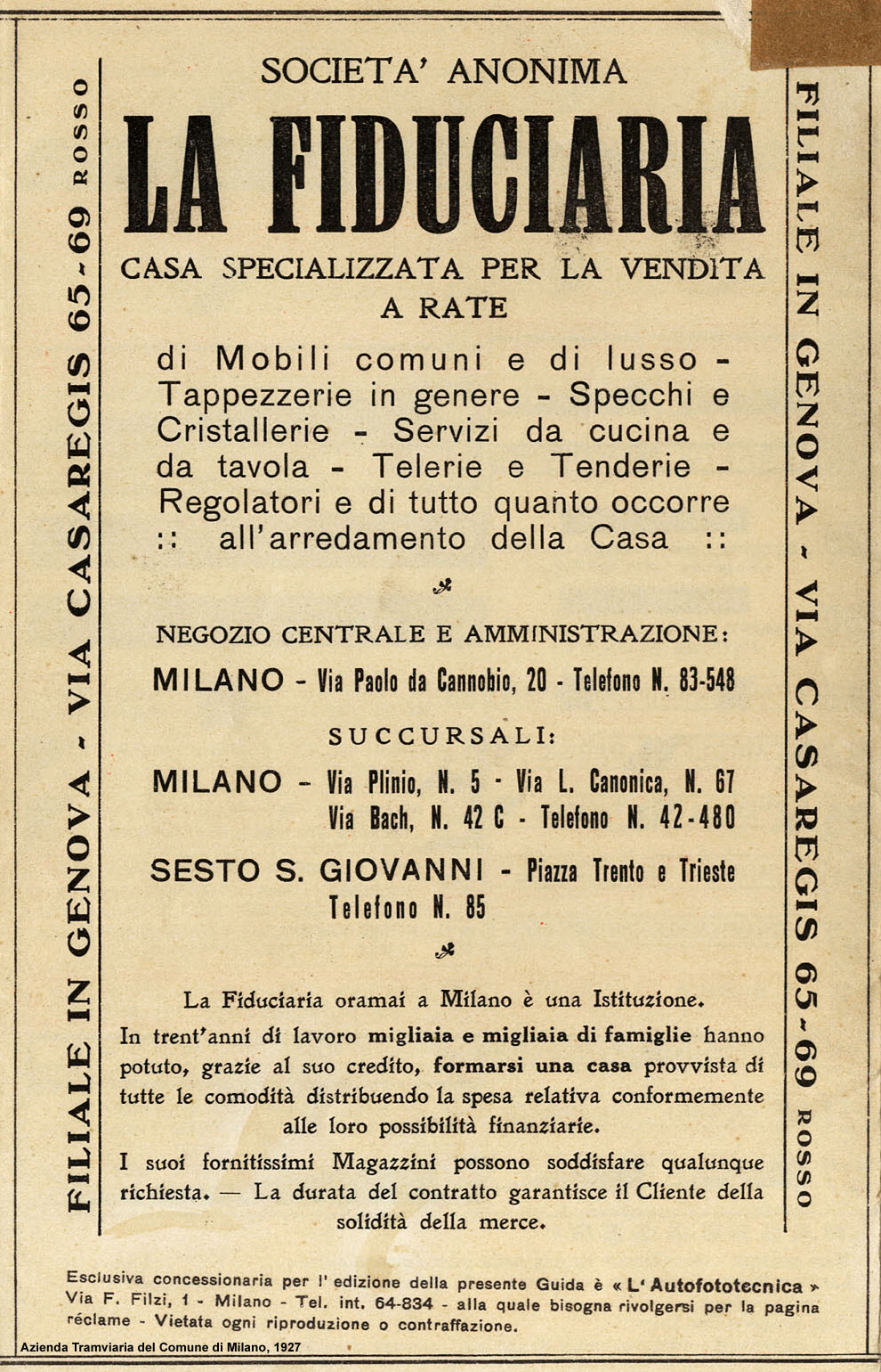 Percorsi 1927 - Pubblicit.