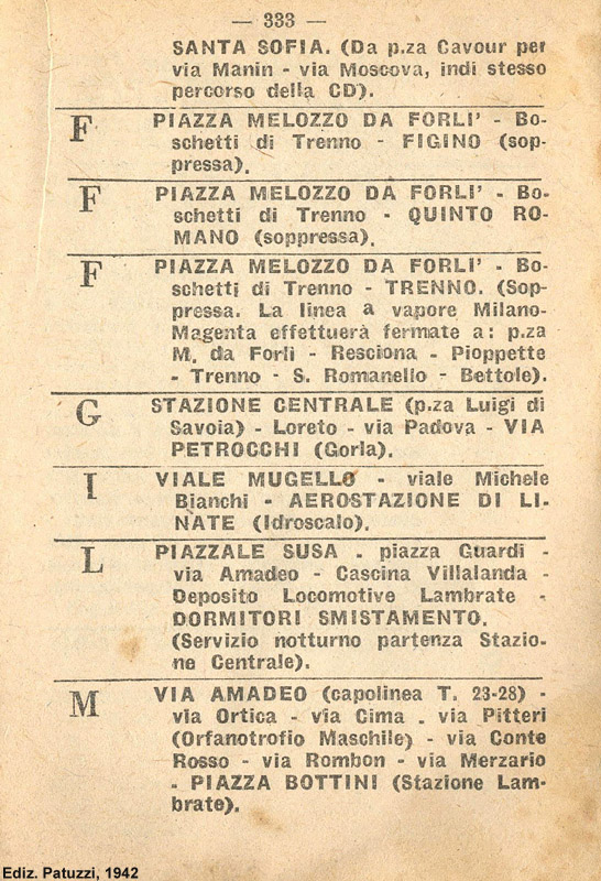 Percorsi 1942 - Autobus.