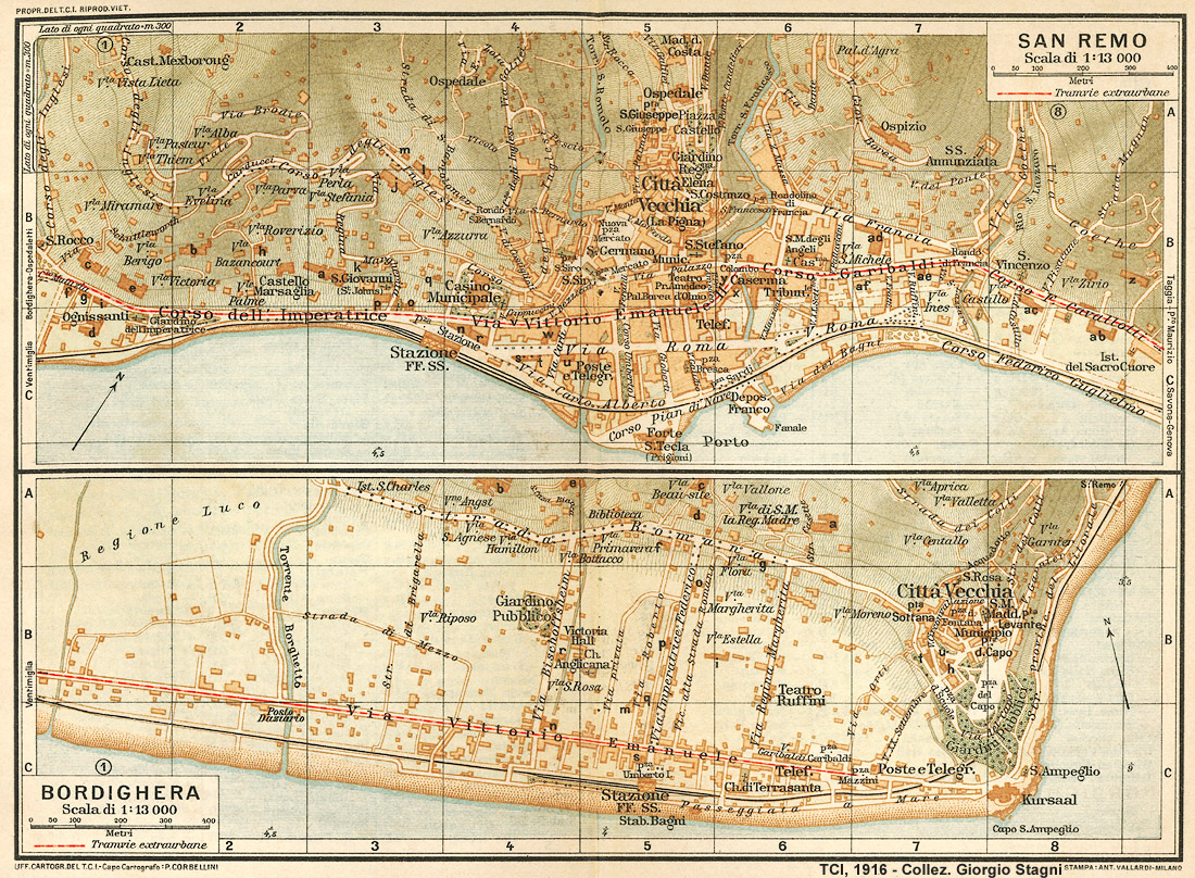 Binari a San Remo - Sanremo, Bordighera (TCI, 1916).
