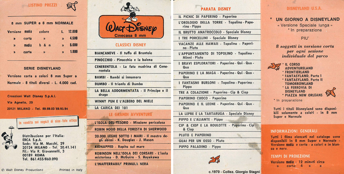 Cataloghi di film a passo ridotto - Walt Disney Cinecasa