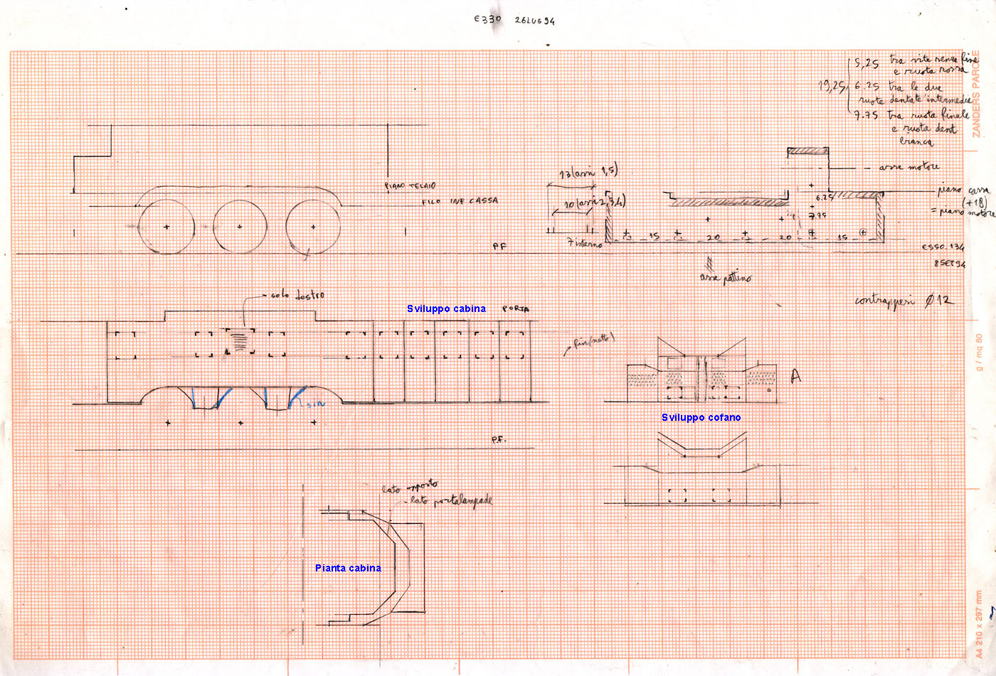 La costruzione - Disegno E.330.