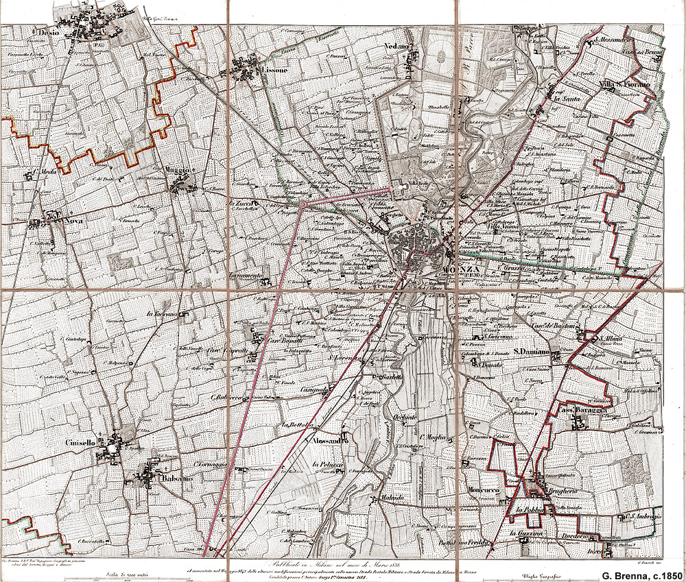 Carte di Giovanni Brenna, 1850 - Foglio Monza.