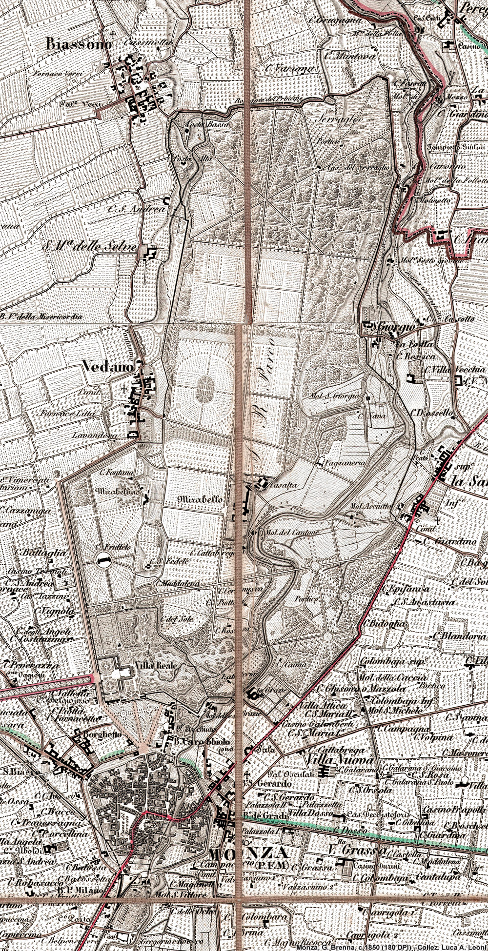 Carte di Giovanni Brenna, 1850 - Monza e Parco.