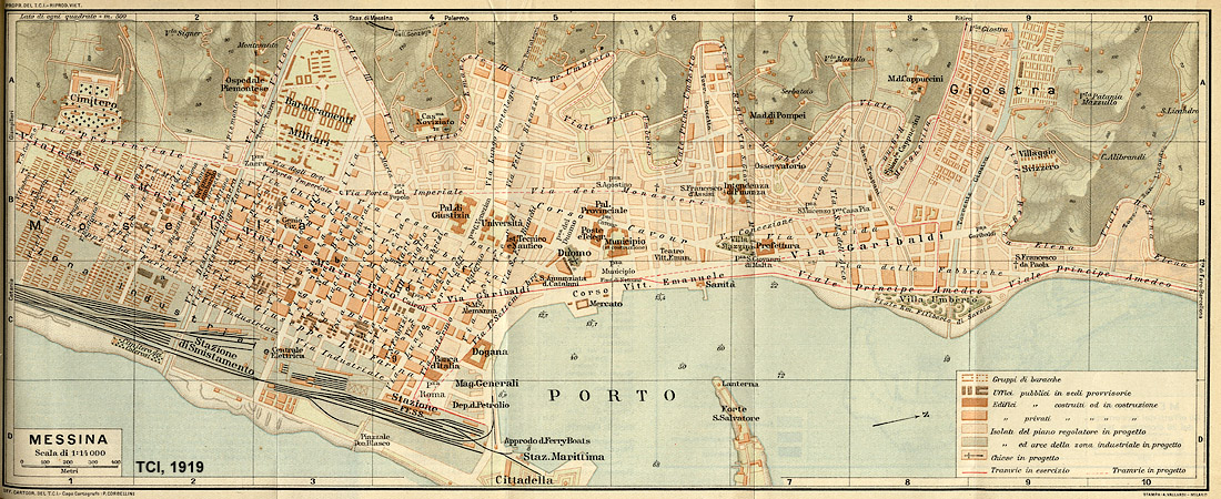 Citt italiane, anni '20 - Messina - TCI, Guida d'Italia, 1919.