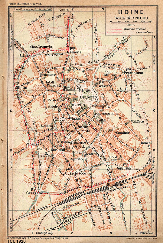 Citt italiane, anni '20 - Udine - TCI, Guida d'Italia, 1920.
