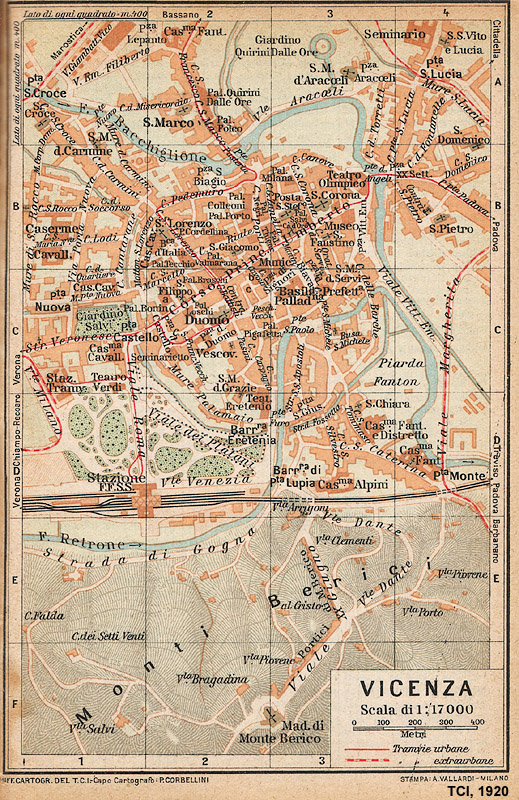 Citt italiane, anni '20 - Vicenza - TCI, Guida d'Italia, 1920.