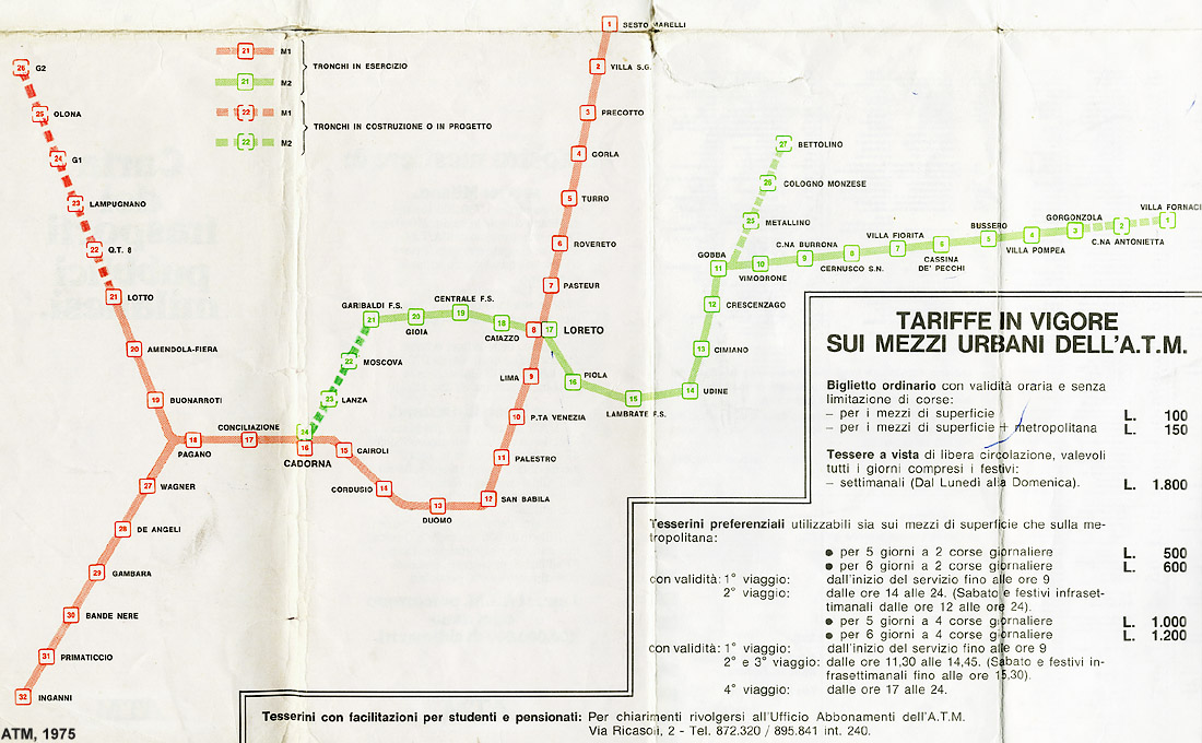Milano in tram - Milano, 1975 (ATM) - Rete metropolitana