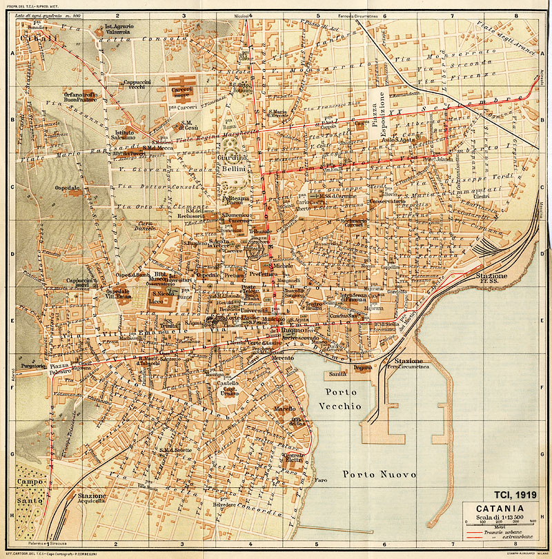 Citt italiane, anni '20 - Catania - TCI, Guida d'Italia, 1919.