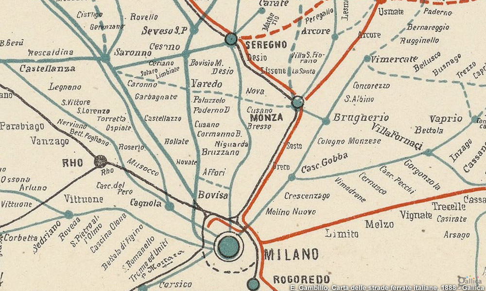 Altre carte ferroviarie 1886-96 - 1888 - Carta delle strade ferrate italiane e tramways a vapore