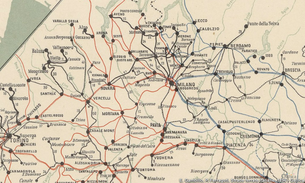 Altre carte ferroviarie 1886-96 - 1896 - Strade ferrate italiane
