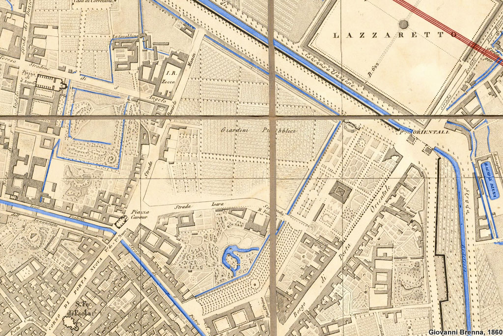Milano, 1860 (particolari) - Dalla Villa Reale al Lazzaretto.