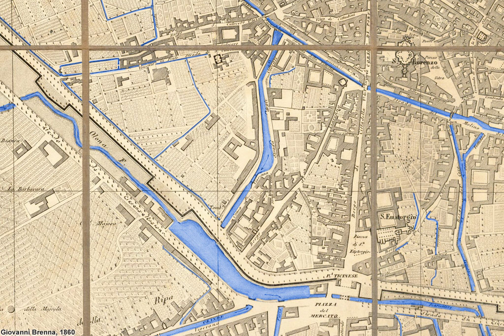 Milano, 1860 (particolari) - Dalla Darsena a S. Lorenzo.