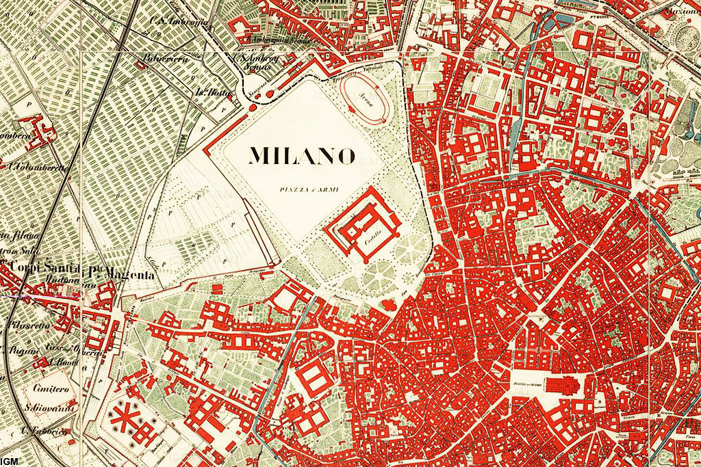 Carta manovra dei dintorni di Milano - Milano Centro.