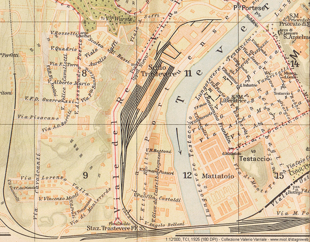 Roma 1925 - Stazione e Scalo Trastevere, Monteverde.