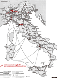 Sviluppo della rete autostradale italiana - 1956: posa della prima pietra dell'Autostrada del Sole