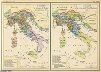 Atlante Storico Vallardi (1951) - L'Italia al tempo di Dante (principio del sec. XIV) - L'Italia al principio dell'Evo Moderno (1492)