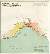 Ferrovie concesse e tramvie estraurbane, 1936 - Liguria.