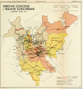 Ferrovie concesse e tramvie estraurbane, 1936 - Lombardia occidentale.